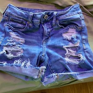 American Eagle Blue ripped jean shorts